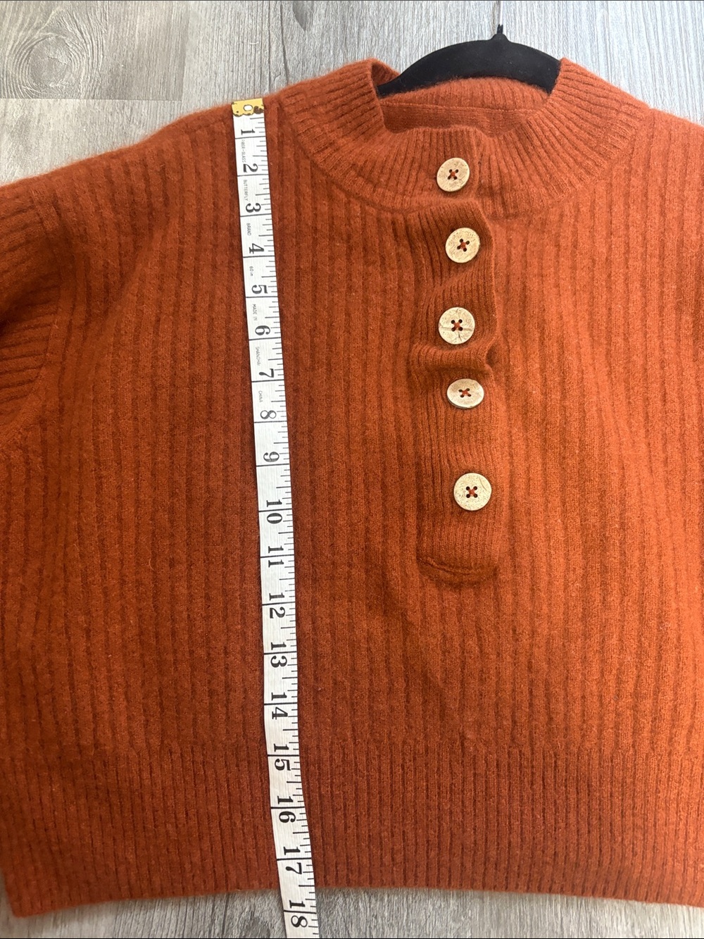 Free People Ribbed Button-Front Crew Sweater - Rust - Picture 7 of 8
